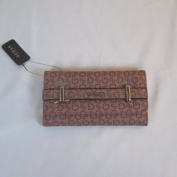 Guess Handbags - Guess Dusty Mauve Ophelea SLG Slim Tri-fold Clutch Wallet Style SE911051 NWT